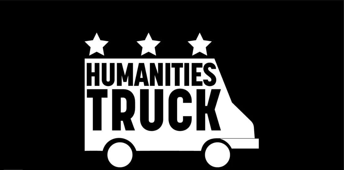 White Humanities Truck logo on black background