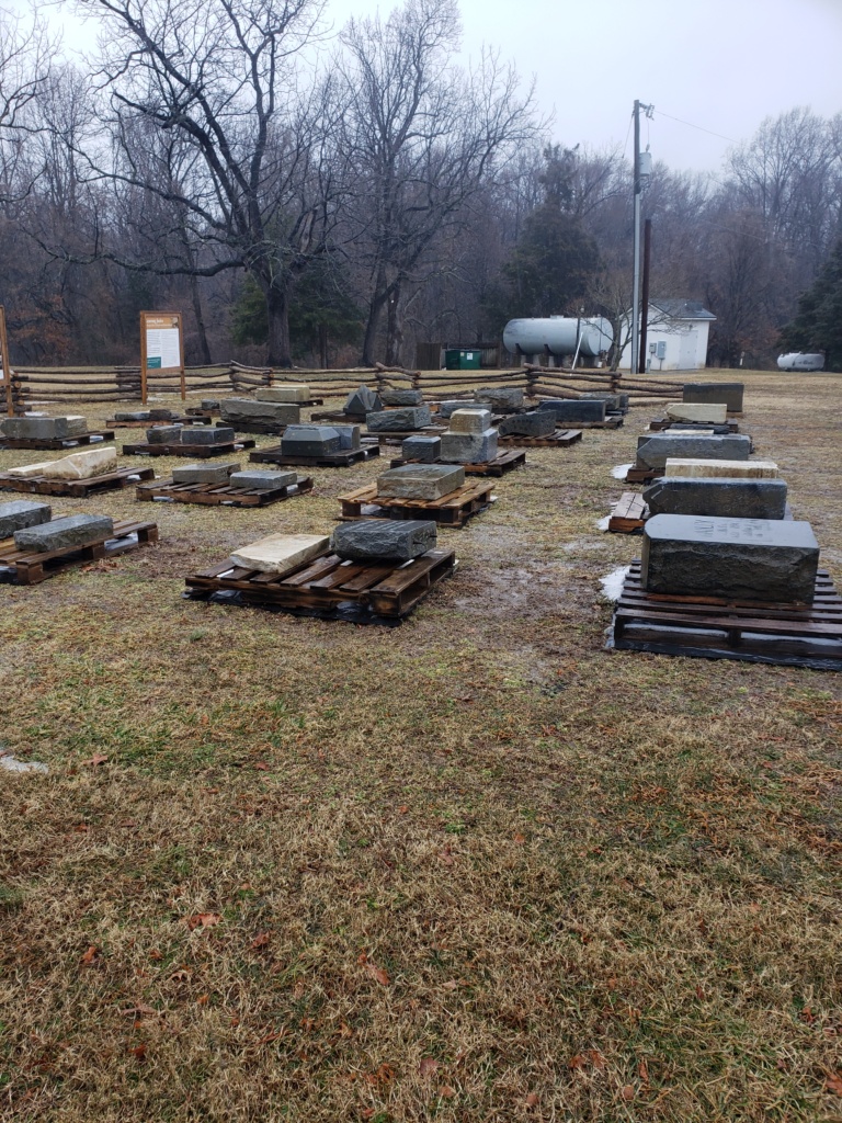 Headstones recovered from the Potomac River, currently on display at Caledon State Park, VA